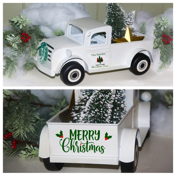 New red vintage trucks, add last name or business name,truck$30 personalized $50 - Picture 1 of 9